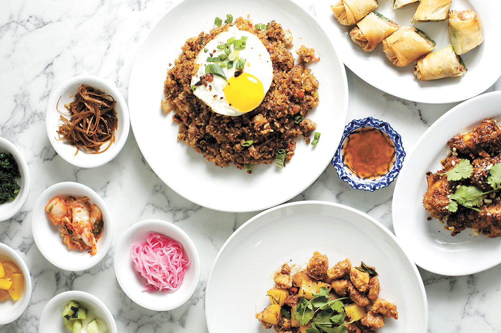A spread of D'Bali's colorful, flavorful Southeast Asian fare.